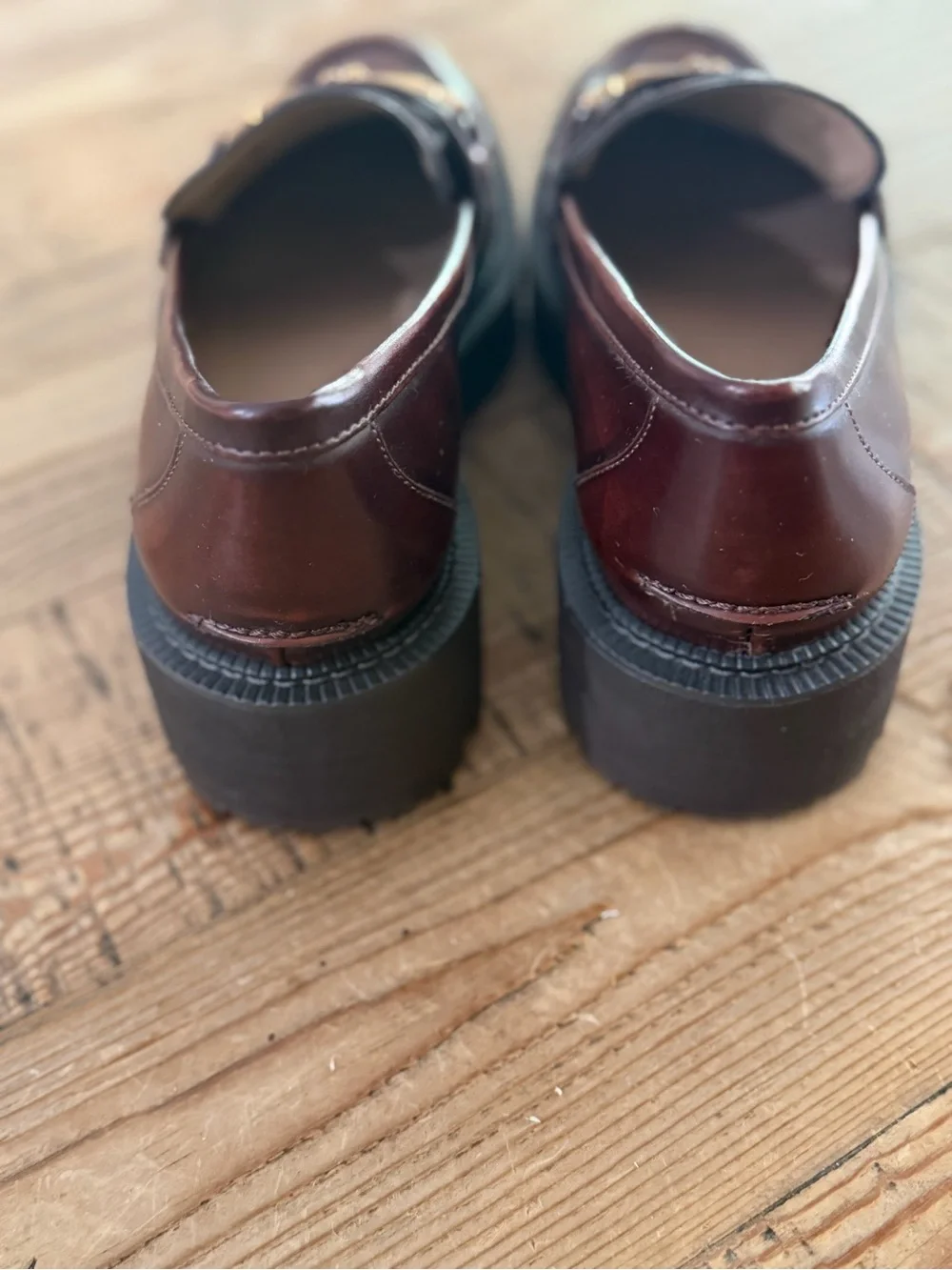 Sam Edelman Brown Leather Loafers with Gold Bit Accent
